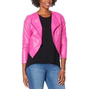 G by Giuliana Asymmetrical Moto Jacket in Fuchsia